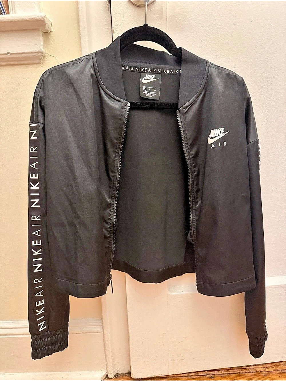 Nike Air Satin Track Jacket Black Bomber Jacket Small